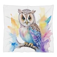 TKBXAEG Silk Scarf for Women, Bird Owl Watercolor Colourful Breathable Hair Scarf, Square Neckerchie