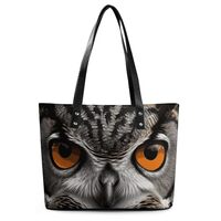 Exquisite Leather Lady's Handbag, Owl Eyes Printed Handbag Lychee Patterned Leather Handbag Sui