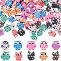 SUNNYCLUE 1 Box 200Pcs 10 Colors Owl Bead Polymer Clay Beads Bulk Soft Colorful Cartoon Animals Owls