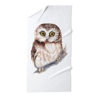 CafePress Cute Little Watercolor Saw Whet Owl Bird Nature Ar Large Beach Towel, Soft Towel with Uniq