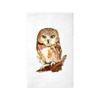 CafePress Watercolor Saw Whet Cute Little Owl 3'X5' Area Rug Decorative Area Rug, Fabric T