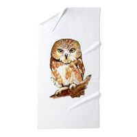 CafePress Watercolor Saw Whet Cute Little Owl Large Beach Towel, Soft Towel with Unique Design