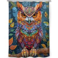 Snuqevc Artistic Owl Shower Curtain Bathroom Set for Kids Adult, Home Decor Waterproof Fabric Bath D