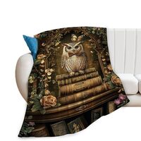 Owl Blanket Books Throw Blanket for Kids Teens Adults Warm Soft Lightweight Plush Vintage Animal Pri