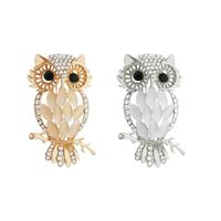 Ximimark 2pcs Exquisite Owl-Shaped Opal Brooch Pin - Elegant Rhinestone Animal Jewelry for Women