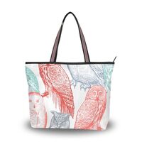 Yasala Women Top Handle Bag Realistic Owls Large Beach Tote Bag with Zipper Weekender Handbag Stylis