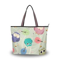 Yasala Handbag for Women Rainbow Owl Cartoon Leaves Shoulder Bag Gym Tote Travel Shopping Satchel