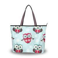 Yasala Handbag for Women Xmas Owl Snowflake Blue Red Shoulder Bag Gym Tote Travel Shopping Satchel