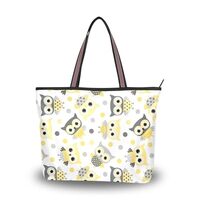 Yasala Women Top Handle Bag Owl Grey Yellow Dot Large Beach Tote Bag with Zipper Weekender Handbag S