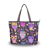 Yasala Handbag for Women Magic Purple Flower Owl Shoulder Bag Gym Tote Travel Shopping Satchel