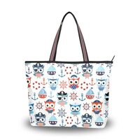 Yasala Women Top Handle Bag Sailor Pirate Owl Anchor Large Beach Tote Bag with Zipper Weekender Hand