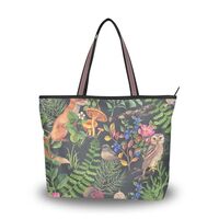 Yasala Women Top Handle Bag Owl Bird Hedgehog Fox Forest Large Beach Tote Bag with Zipper Weekender 