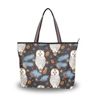 Yasala Handbag for Women Owl Blue Leaves Pine Cone Shoulder Bag Gym Tote Travel Shopping Satchel