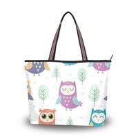 Yasala Women Top Handle Bag Spring Rainbow Owl Large Beach Tote Bag with Zipper Weekender Handbag St