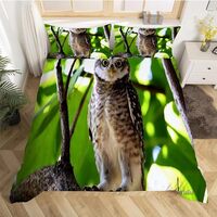 Owl California King Duvet Cover Owl Bedding Set Soft Microfiber Comforter Cover with Zipper Closure,