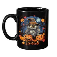 FLOCHIL Personalized Halloween Owl Mug, Custom Owl Mugs For Women With Name, Gift For Halloween