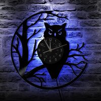 WASHNASH Owl Unique Clock Vintage Decor Gifts, 12 Inch Reloj De Pared Animals Vinyl Record Decor Gif