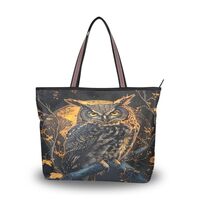 Black Owl on Night Shoulder Bags Large Handle Ladies Handbag