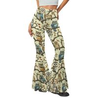 High Waisted Yoga Pants for Women Tummy Control Owls Flare Leggings Personalized Trendy Disco Party 