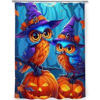 Snuqevc Halloween Owl Shower Curtain Bathroom Set for Kids Adult, Home Decor Waterproof Fabric Bath 