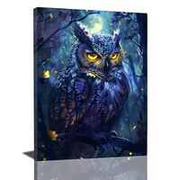 Fantasy Owl Wall Art - Owl Canvas Print Painting, Framed Artwork for Bathroom, Bedroom, Living Room 