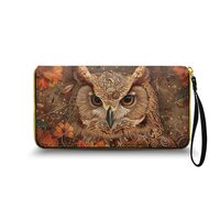 Nittanovaca Owl Flowers Printed Wristlet Wallets for Women with Phone Pouch, Lightweight Leather Clu