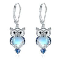 MONGAS Owl Earrings Sterling Silver Owl Dangle Earrings Bird Jewelry for Women