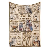 Huglanket Owl Gifts for Women, Men, Owl Blanket for Owl Lovers, 50" x 65" Owl Throw for Bi