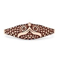 Blue Apple Co. Rose Tone, Sterling Silver Size-8 Art Deco Ring 6mm Owl Ring Vintage Style Filigree F