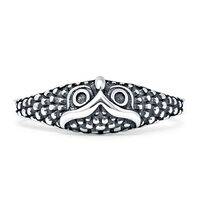 Blue Apple Co. Sterling Silver Size-12 Art Deco Ring 6mm Owl Ring Vintage Style Filigree Feather Des