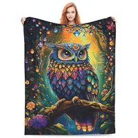 Owl Blanket for Women Girls Kids Adults, Flannel Aesthetic Owl Throw Blankets Decor for Bed Living R