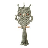 FQRDKT Bohemian Owl Macrame Wall Tapestry with Nordic Flair for Home Decor, Green