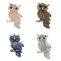 ESIW 4 PCS Rhinestone Crystal Elegant Owl Fashion Brooch Pin Lapel Pins for Women (4 Colors)