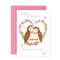 CENTRAL 23 Playful Greeting Card - 'OWL HUSBAND HOOT' - Ideal for Celebrating Your Love to