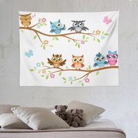 ZhiRain Cute Owl Tapestry Wall Hanging Cute Cartoon Owls on The Branch Decoration Design Tapestries 