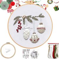 FONNUY Crewel Christmas Embroidery Kit for Beginners, Cross Stitch Set Winter Snow Scene Pine Owl Pa