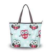 Yasala Christmas Handbag for Women Owl Xmas Present Snowflake Shoulder Bag Gym Tote Travel Shopping 