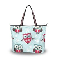 Yasala Christmas Handbag for Women Owl Snowflake Shoulder Bag Gym Tote Travel Shopping Satchel