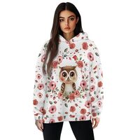 Tongluoye Cute Owl Hoodies for Women Graphic Oversized Sweatshirts Cute Sweater Shirts Teen Girls Ou