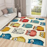 SherAvant Owl Rug Classroom - 4x6 Rug - Owl Rug - Colorful Cartoon Bird Area Rug - Kids Nursery Baby