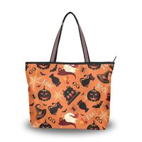 Yasala Halloween Handbag for Women Ghost Castle Jack-o-lantern Owl Cat Boo Shoulder Bag Gym Tote Tra