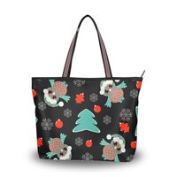 Yasala Handbag for Women Xmas Owl Red Bell Shoulder Bag Gym Tote Travel Shopping Satchel