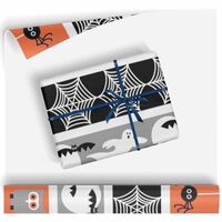 Wrapping Paper Roll Webs, Bats, Ghosts, Owls Folded Wrapping Paper For Boys And Girls(Halloween-03,5