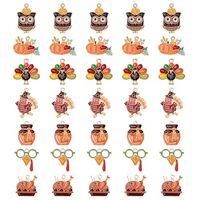 NQEUEPN 35pcs Thanksgiving Charms for Bracelet Necklace Earrings Crafts, Turkey Pumpkin Owl Charms f