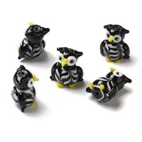 DanLingJewelry 20Pcs Black Owl Lampwork Beads Night Owl Animals Bumpy Lampwork Glass Spacer Beads fo