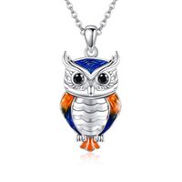 URONE Owl Necklace Sterling Silver Blue Owl Pendant Necklace Owl Jewelry for Women