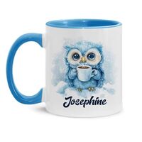 Custom Winter Animal Ceramic Cup, Owl Drinking Hot Coffee Design Mug, Personalized Name Winter Owl C