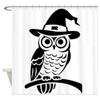 CafePress Owl in Witch Hat Decorative Fabric Shower Curtain