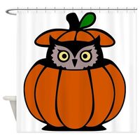 CafePress Owl in Pumpkin Decorative Fabric Shower Curtain