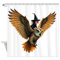 CafePress A Giant Owl Through A Moonlit Sky Decorative Fabric Shower Curtain